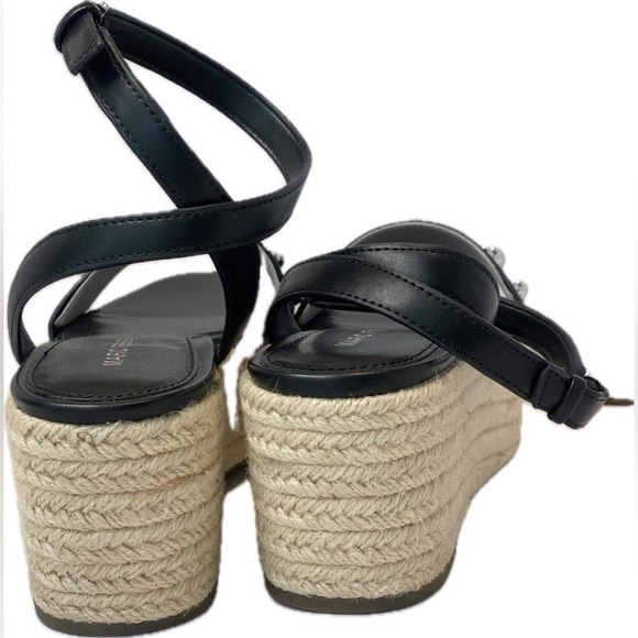 New Marc Fisher Joyce Espadrille Platform Sandal - Black with silver studs - Picture 6 of 6